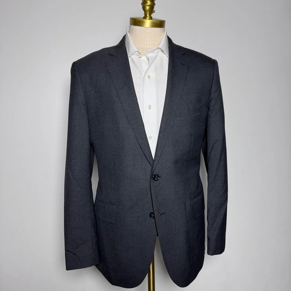 J.Crew Aldridge Blazer Mens 42R Gray Solid Loro Piana Super 120s Wool Sport Coat